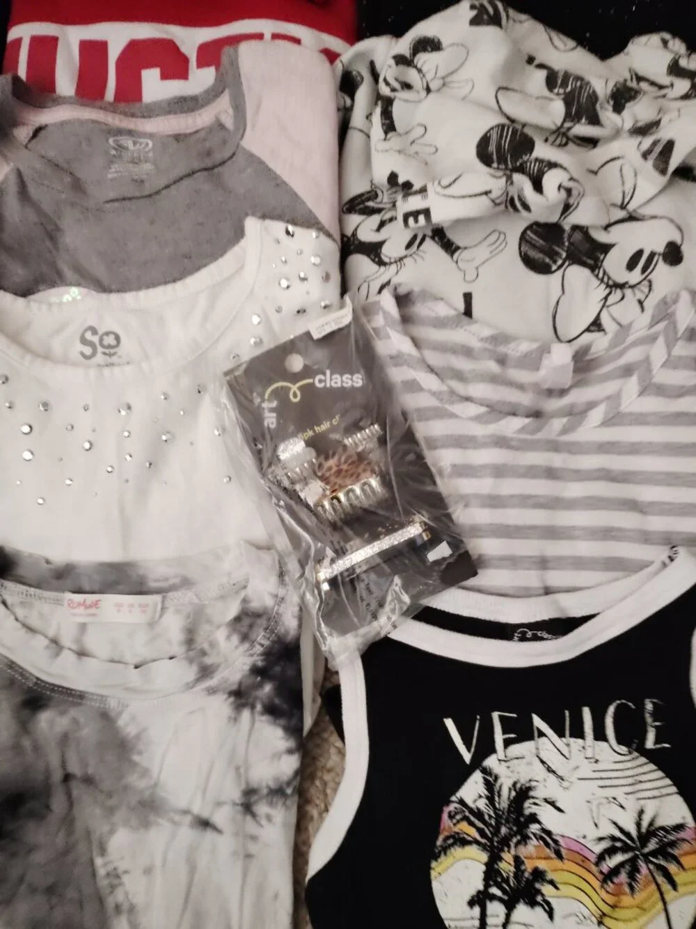 HUGE LOT CLOTHES LEGGINGS TOPS DRESSES OUTFITS OLD NAVY DISNEY~GIRLS SIZE M 7-8
